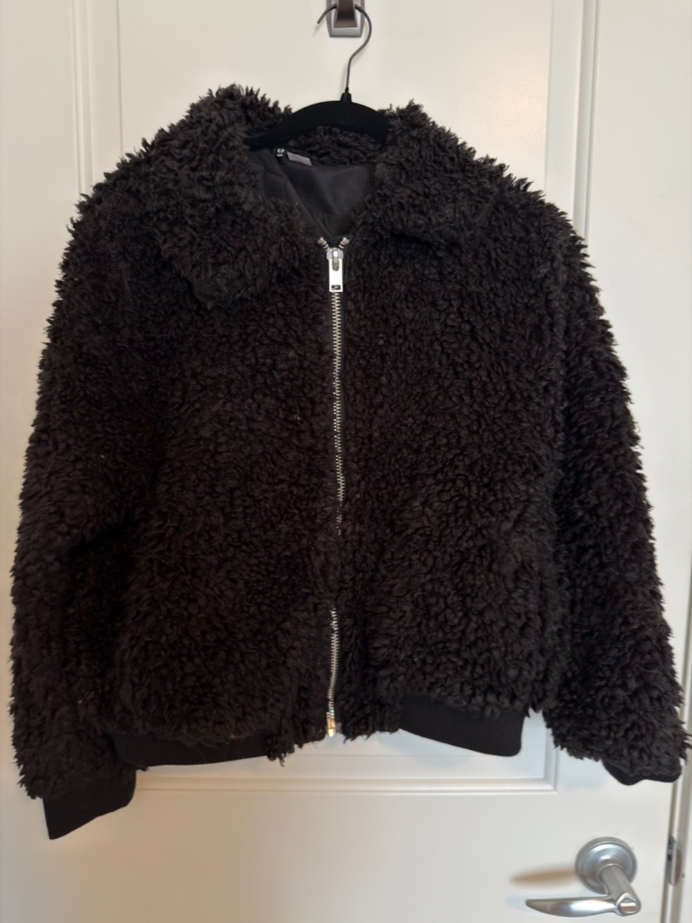 H&M Black Sherpa Zip Jacket